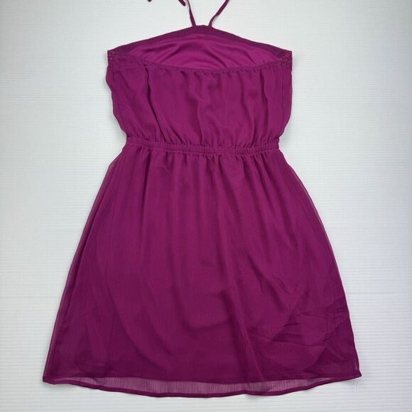 Express Magenta Strapless Dress Sz Small Lined Casual String Tie - Picture 4 of 9